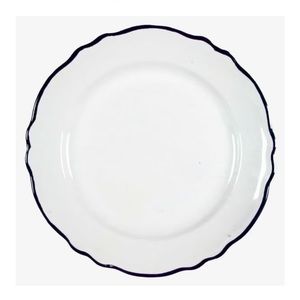 REGO 9 3/4” Ceramic Dinner Plate Scalloped Black Rim Restaurant Ware Replacement